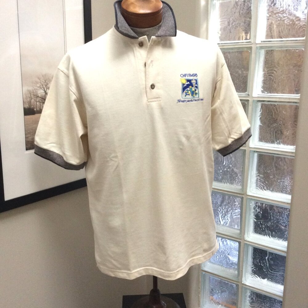 Men's Short Sleeve Golf Shirt for $10, Size L. Cotton. Toronto Radio Station